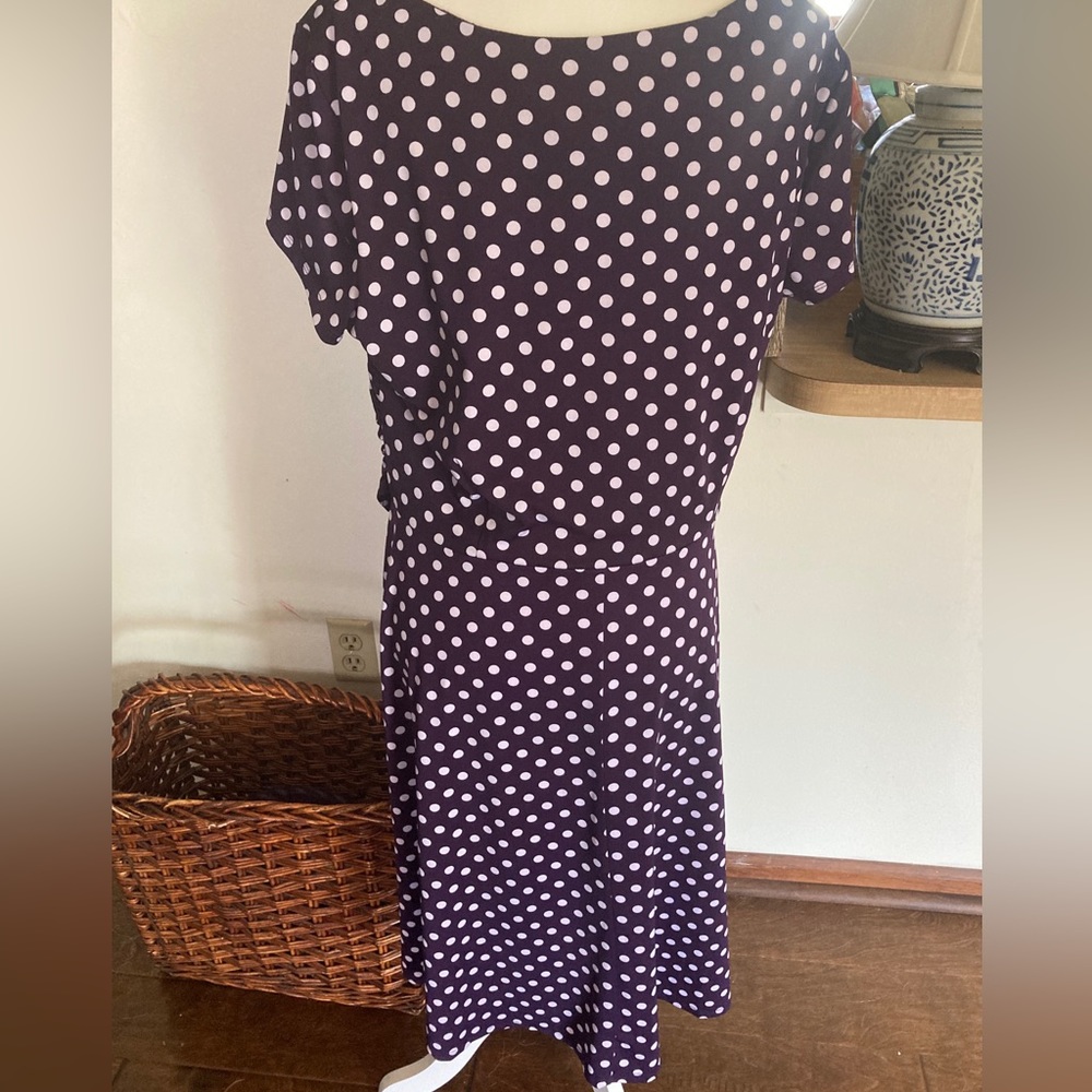 Perceptions of New York Dress Eggplant Polka Dot XL